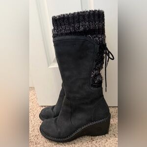UGG Australia Skylair Tall Leather & Chunky Knit Boots w/ Shearling Lining, 39/8